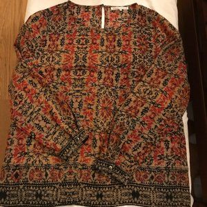 Violet + Claire medium red, black and tan top